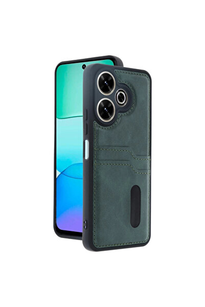 eco port حافظة جلدية لـ Redmi 13 4G مع حافظة بطاقة سارة - أخضر داكن