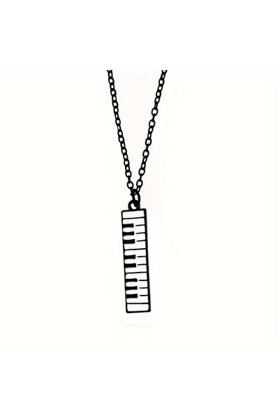 Choice قلادة من المينا باللونين الأسود والأبيض على شكل مفتاح بيانو، مناسبة لل...