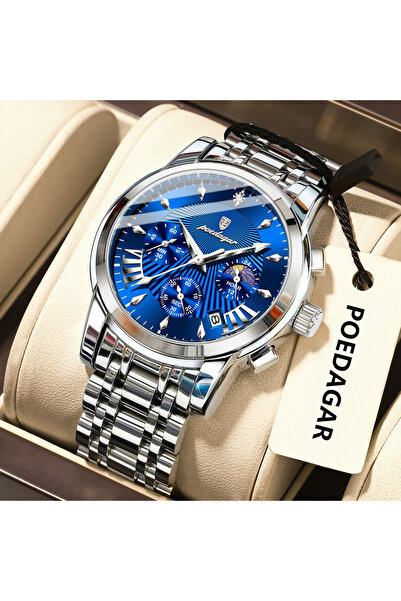 Choice6 813 Silver Blue Original Military Men Watches Waterproof Luminous Dat...