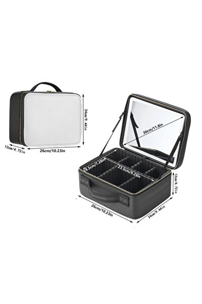 choice2 Black White Smart LED Cosmetic Case With Mirror Travel Makeup Bag Lar...