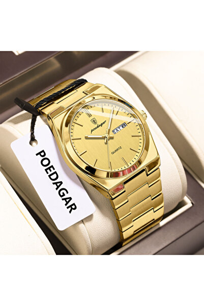 Choice1 ساعة رجالية كلاسيكية أنيقة من الذهب عيار 930، مقاومة للماء، مزودة بإض...