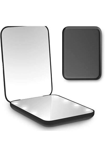 Choice3 مرآة مكياج صغيرة سوداء بإضاءة LED، مرآة تجميل محمولة بإضاءة، تكبير 1X...