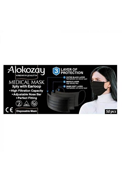 Alokozay BLACK FACE MASK 3 PLYX50PCS
