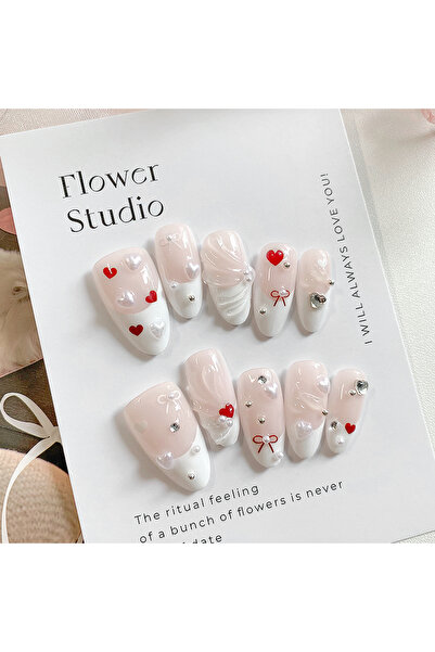 choice2 SJ0386-S ١٠ قطع من فن تزيين الأظافر المصنوع يدويًا على شكل لوز، أظافر...