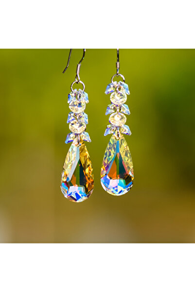 Choice WA4146-1 Fashion Long Tassel AB Color Crystal Dangling Earrings for Wo...