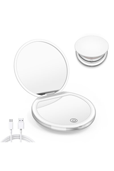 Choice مرآة صغيرة بيضاء مدمج بإضاءة LED ثلاثية، تكبير 1X/3X، مرآة صغيرة قابلة...