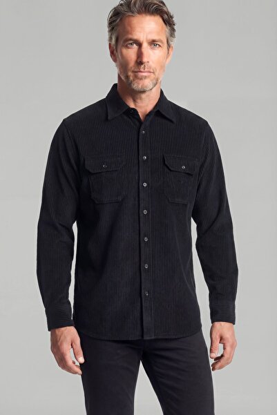Bisse Regular Fit Velvet Cotton Black Men's Shirt