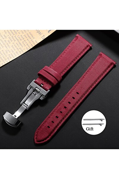 Choice7 سوار ساعة من قماش الشراع الأحمر مقاس 22 مم، متوفر بمقاسين 20 مم و22 م...