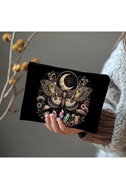 Choice حقيبة مكياج ومنظم أدوات مكتبية بتصميم فراشة قوطية، مقاس 18×25 سم - تصم...