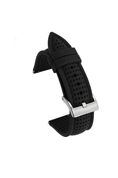 Choice6 24mm Black Black Universal Breathable Silicone Sports Band For 18mm 2...