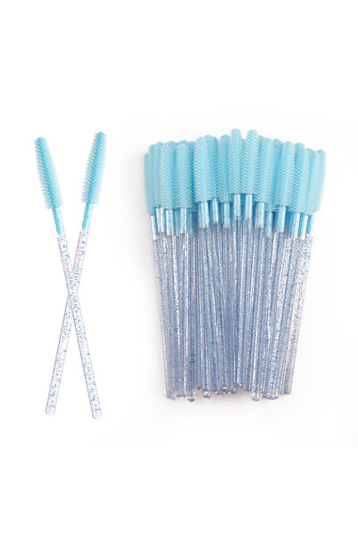 Choice1 all blue 50pcs Crystal Silicone Eyelash Brush Lash Makeup Brushes Eye...