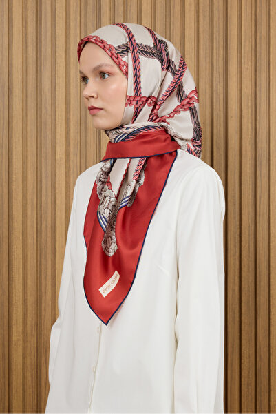 Pierre Cardin Red 90X90 Silk Crepe Satin Scarf