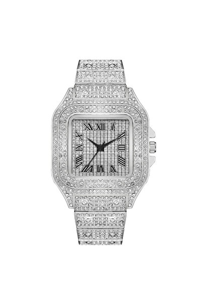 Choice1 silver Classic Luxury Business Men's Steel Strap Square Roman Scale R...