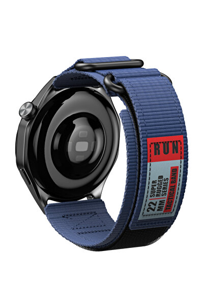 Choice6 سوار ساعة متين عالمي باللون الأزرق الداكن مقاس 22 مم - حزام نايلون مز...