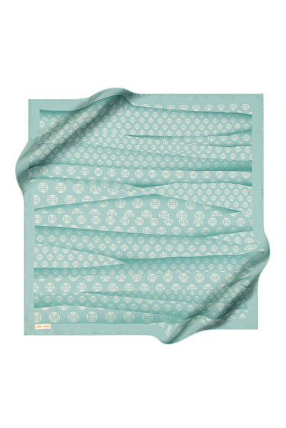 Pierre Cardin Turquoise 90X90 Silk Crepe Satin Scarf