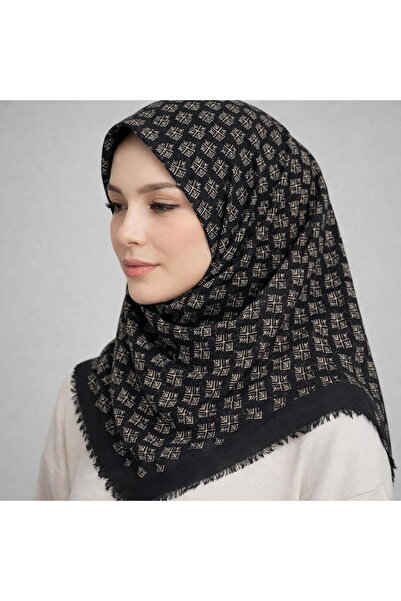 Sinem Emprime Koton Scarf - Black / Caramel-06289-04