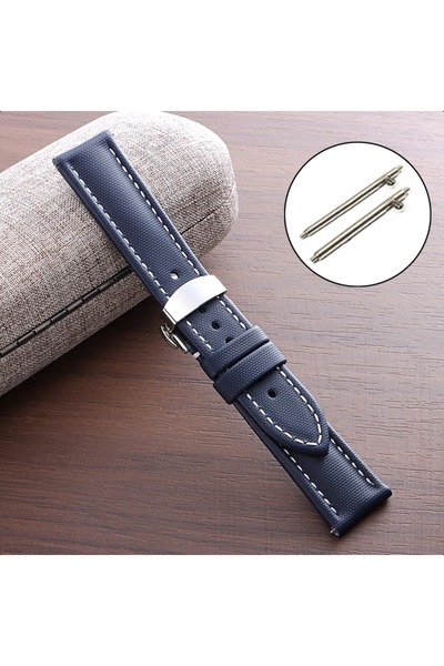 Choice سوار ساعة من النايلون بلون أزرق وأبيض، مزود بإبزيم فضي، مقاس 20 مم، من...