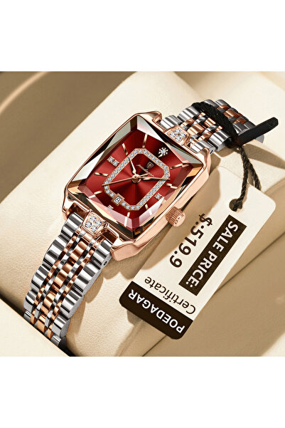 Choice1 ساعة نسائية فاخرة مستطيلة الشكل مطلية بالذهب عيار 785، مقاومة للماء، ...