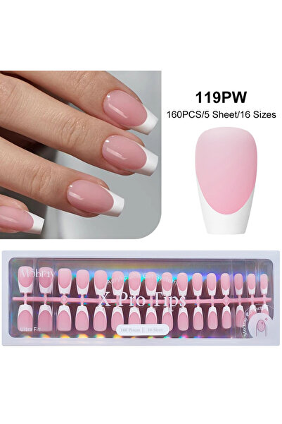 Choice7 Q57512-11 مجموعة أطراف أظافر جل فرنسية للضغط، 150/160 قطعة، لون وردي ...