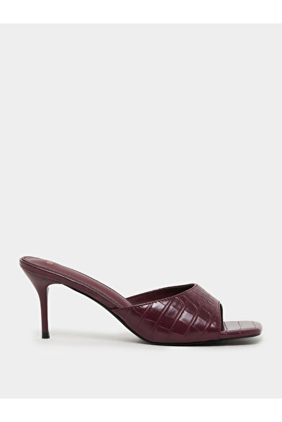 Styli Croc-Textured Open Toe Stiletto Heel Sandals