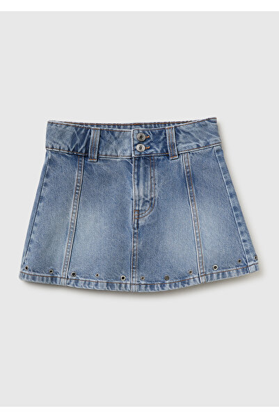 United Colors of Benetton Girl's mini denim skirt with metal detail