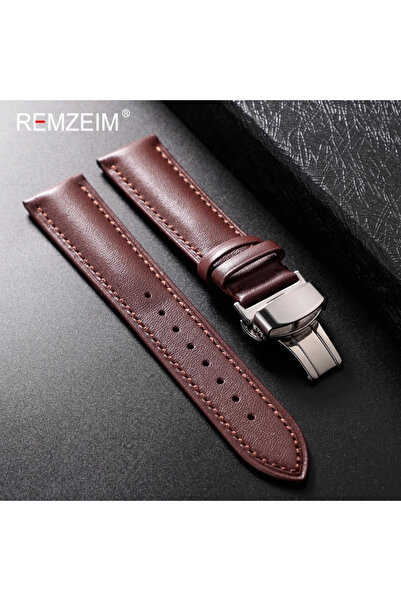 Choice16 20mm Brown-Silver Leather Watchband 18mm 20mm 22mm Men's and Women's...