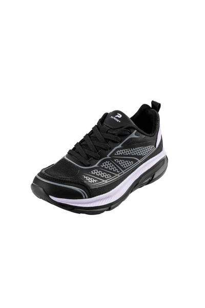 Patrick By Styli Black Mesh Lace-Up Sneakers