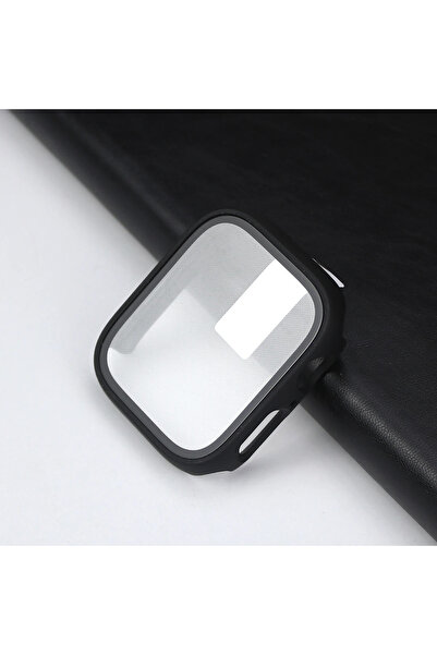 Choice23 واقي شاشة زجاجي أسود + غطاء لساعات سيريز 4، 5، 6، SE مقاس 44 مم، مود...