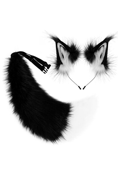 Choice3 طقم تنكري مكون من قطعتين باللونين الأسود والأبيض، يتضمن طوق رأس بأذني...