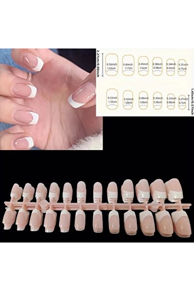 Choice1 مجموعة أظافر صينية بيضاء مكونة من 120 قطعة، مربعة وردية اللون على شكل...