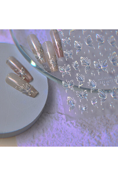 Choice8 ملصق واحد على شكل فراشة خماسية الأبعاد للأظافر، ملصق لامع على شكل فرا...