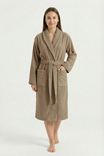 Sevim Halat de baie lung cu guler șal, 100% bumbac – Textură densă și plină –...