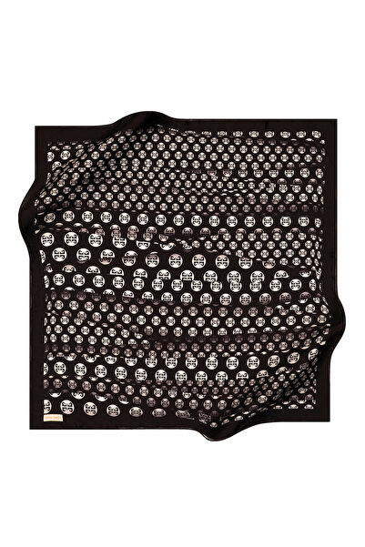 Pierre Cardin Black 90X90 Silk Crepe Satin Scarf