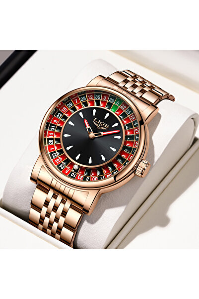 Choice LIGE ROSE GOLD LIGE Creative Golden Mens Watches Roulette Game Dial Fa...