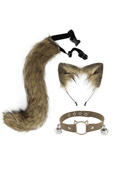 Choice10 طقم شعر مكون من 3 قطع، طول 50 سم، بتصميم رقم 13، يتضمن آذان ثعلب وذئ...