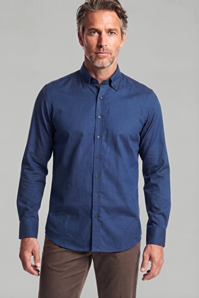 Bisse Casual Regular Fit Sport Cotton Navy Blue Men's Shirt