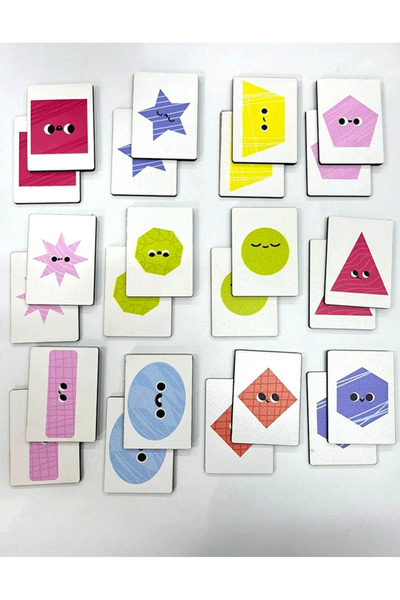 heptex Wooden Geometric Shapes Matching Cards – Educational and Fun Learning Set