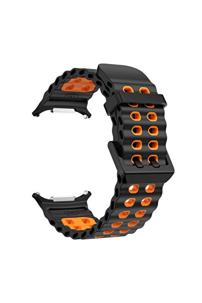 Choice1 سوار سيليكون بحري جديد أسود وبرتقالي لساعة Galaxy Watch 7 Ultra مقاس ...