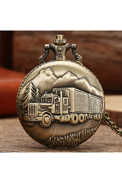 Choice قلادة برونزية كبيرة على شكل شاحنة، ساعة كوارتز - تصميم كلاسيكي عتيق، ه...