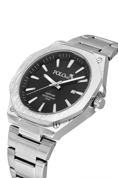 Polo Air Classic Men's Wristwatch with Calendar Silver Black Color Pl-7071E1X