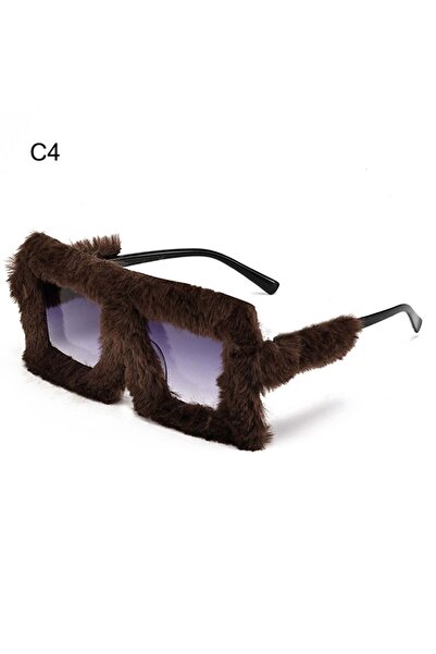 Choice9 C4 Y2K Oversized Plush Sunglasses Style Soft Fluffy Winter Shades Par...