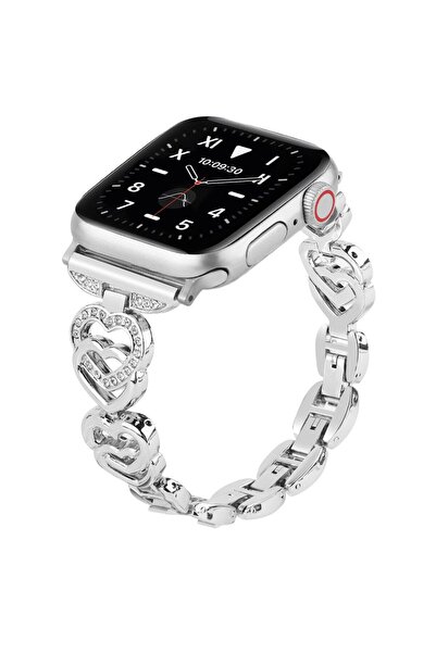 Choice5 سوار ساعة فضي مرصع بالألماس على شكل قلب، متوفر بأحجام 38 مم، 40 مم، و...