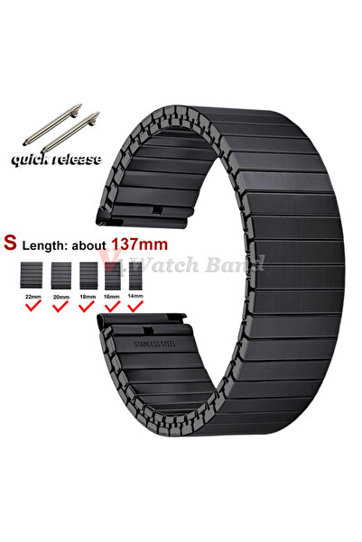 Choice6 سوار ساعة جديد من الفولاذ المقاوم للصدأ، أسود اللون، مقاس 20 مم، مزود...