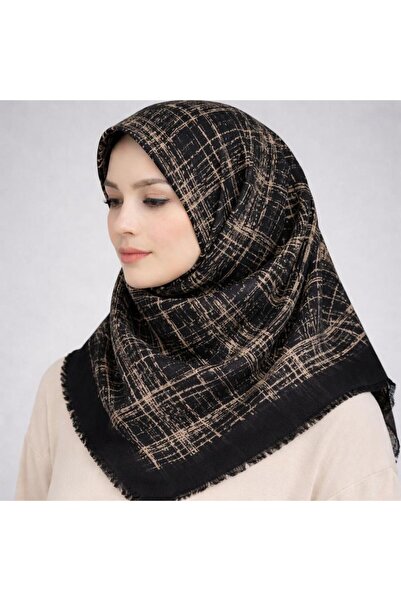 Sinem Emprime Koton Scarf - Black / Caramel-06289-07