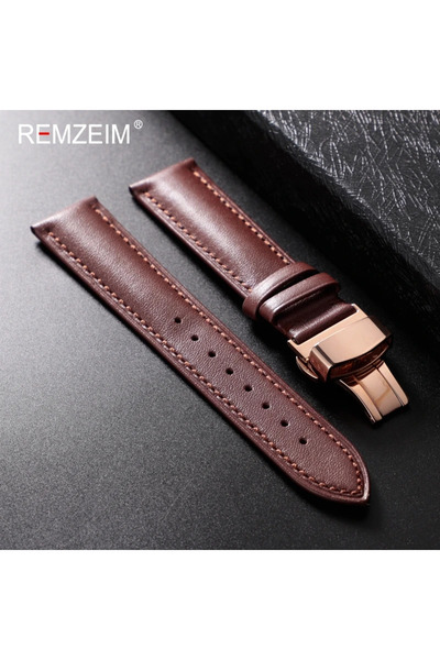 Choice12 18mm Brown-Rose Leather Watchband 18mm 20mm 22mm Men's and Women's R...