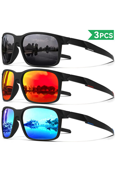 Choice5 3pcs Black Red Bl-Ph 1pcs/3pcs Square Polarized Sunglasses Men Women ...