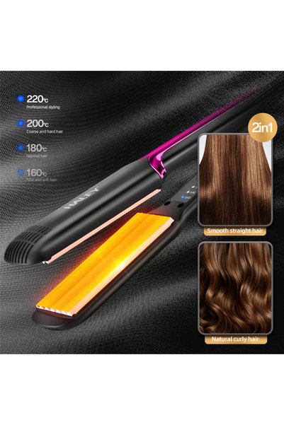 HALEY 45W Wave Crimper Hair Straightener with Tourmaline Plates, 220V LED