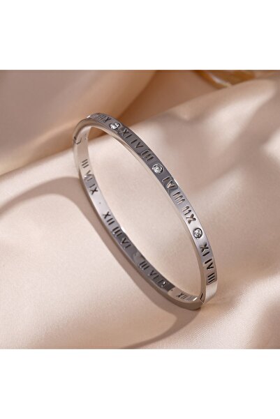 Choice4 سوار من التيتانيوم الصلب بلون فضي - 5 قطع من Yupsk، مرصع بالزركون الل...