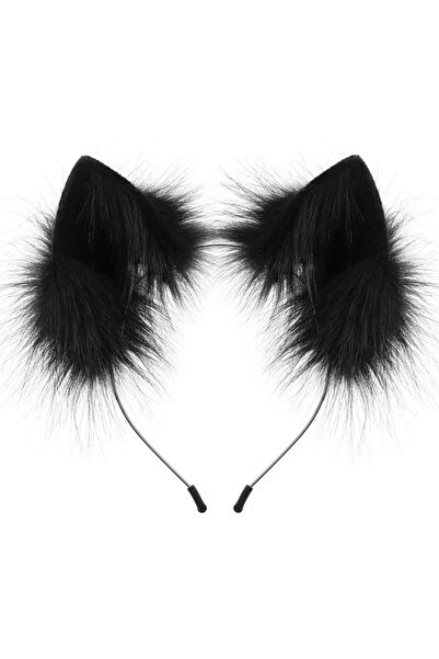 Choice4 Black Handmade Faux Fur Animal Ears Headband Furry Cat Fox Ear Hairho...