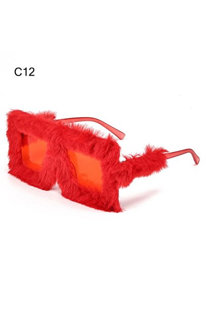 Choice5 C12 Y2K Oversized Plush Sunglasses Style Soft Fluffy Winter Shades Pa...